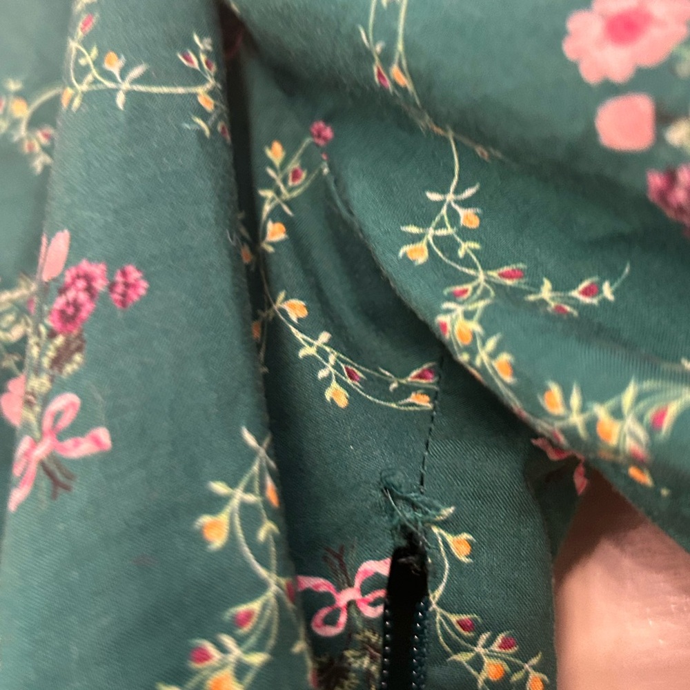Hill House The Ophelia midi pocketed dress in Emerald Trellis print Small *FLAW - Picture 7 of 13
